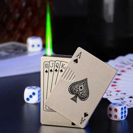 Lampe de poche briquet Poker Jet Turbo Butane sans gaz, coupe-vent créatif, jouet d'extérieur pour hommes, accessoires de cigarettes