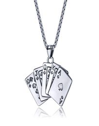 Poker speelkaart charmes ketting in roestvrij staal gepersonaliseerd dek van kaarten ketting initiële ketting Royal Flush Poker7984916