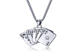 Poker speelkaart charmes ketting in roestvrij staal gepersonaliseerd dek van kaarten ketting initiële ketting Royal Flush poker4476724