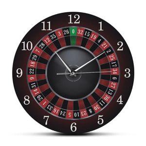 Horloge murale de Poker Roulette avec cadre en métal noir, décor artistique mural pour salle de jeux de Las Vegas, montre de Casino, cadeau 305u