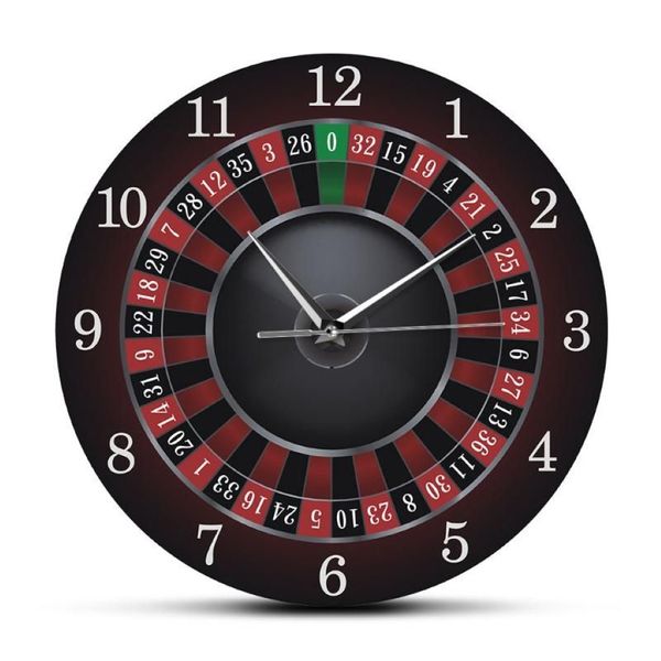 Poker Roulette Mur Horloge avec cadre en métal noir