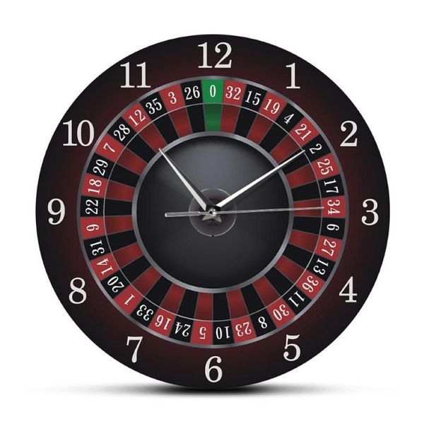 Horloge murale de Poker Roulette avec cadre en métal noir, décor artistique mural pour salle de jeux de Las Vegas, montre de Casino, cadeau 2566