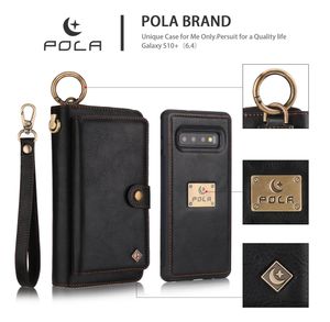 POLA pour Samsung Galaxy S7 Edge S8 S9 S10 S20 Plus Note 8 9 10 20 Étui à zipper de luxe Business Cuir Magnétique Portefeuille S8943613