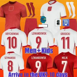 Polen 2024 Soccer Jerseys Lewandowski 24 25 25 Polska Nationaal Team Milik Piszczek Piatek Grosicki Krychowiak Zielinski Kids Kits Fans Player -versie Home Away Home Away