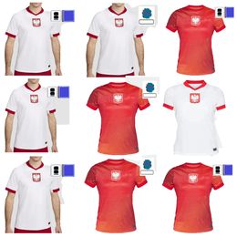 Polen 24/25 Thuis Uit Voetbalshirt LEWANDOWSKI Bartosz Bereszynski 10 Grzegorz Krychowiak 24 Przemyslaw Frankowski 13 Jakub Kaminski 6 Krystian Bielik Nationaal