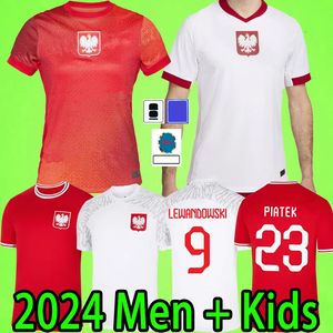 Polands 2024 Lewandowski Soccer Jerseys Men Kid Kit Polonia 2025 Zielinski Milik Zalewski Szymanski Shirt Football Shirt Polen Uniforme Boy 24 25 Pologne Bednarek