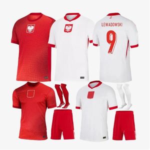 Polands 2024 Lewandowski Soccer Jerseys Men Kid Kit Polonia 2025 Zielinski Milik Zalewski Szymanski Shirt Football Shirt Polen Uniforme Boy 24 25 Pologne Bednarek