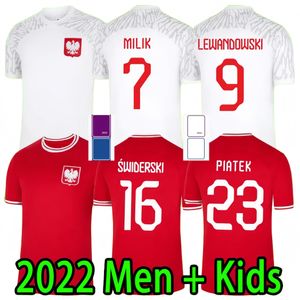 Pologne 22 maillots de football Lewandowski hommes enfants Kit Polonia 2023 Zielinski Milik Zalewski Szymanski maillot de football polonais Polen