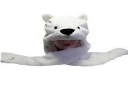 Chapeau en peluche Animal de dessin animé ours polaire pour enfants, casquette chaude d'hiver, écharpe et gant combinés, acceptés 3213064