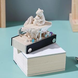 Polar Bear's Travel 3D Paper Carving Notitieblok Memo Notes Office Schoolbenodigdheden Cadeau voor vrienden Kawaii Briefpapier