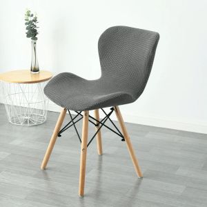 Polar fleece stof vlinderstoel covers stretch vaste kleur gebogen stoelhoes wasbare eetkamerstoelen slipcover keuken hotel