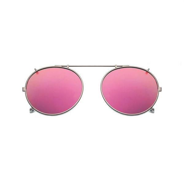 Clip rond polarisé sur lunettes de soleil unisexe rose revêtement miroir lunettes de soleil conduite métal ovale ombre Clip sur lunettes uv400239L