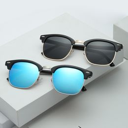 Lunettes de soleil polarisées pour hommes et femmes Film de couleur à cadre semi-rimé