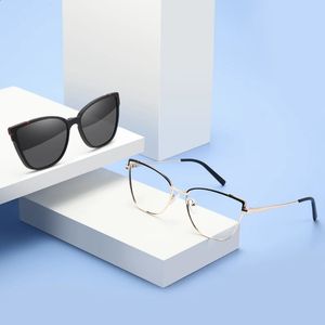 Gepolariseerde zonnebril Metaal 2 in 1 magneet Clip-on brilmontuur voor mannen en vrouwen TR90 Optische bril op sterkte B23108 240131