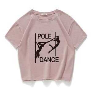 Pole Dance Grafische Grappige Casual Dames Crop Top 100% Katoen Korte T-shirt Dames Camisetas Verano Mujer Kleding Harajuku 220325