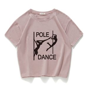 Pole Dance Grafische Grappige Casual Dames Crop Top 100% Katoen Korte T-shirt Dames Camisetas Verano Mujer Dameskleding Harajuku 220407