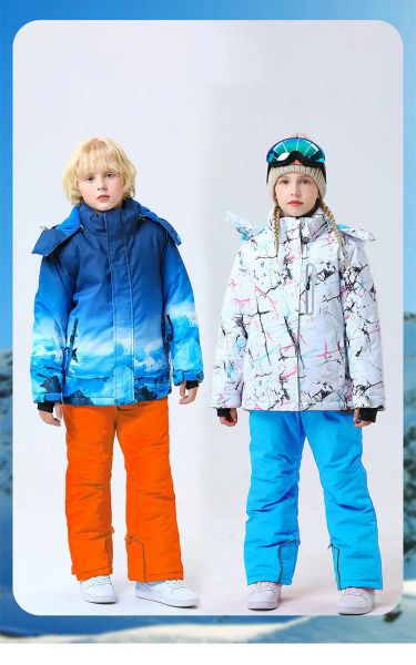 Poles Niños Chaqueta de esquí Cazón Niños para niños Engrosamiento al aire libre Snowboard a prueba de viento a prueba de viento Cottonpad tibia ropa de nieve