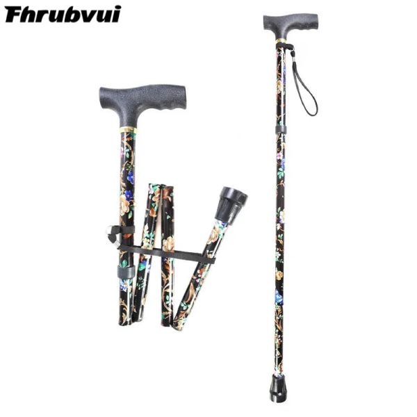 Polonais Sticks de marche pliables légers pour les personnes âgées vieil homme télescopique 92 cm pliant pliant de randonnée de canne à canne en métal floral