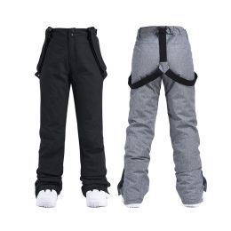 Polres Men Mujeres pantalones de esquí a prueba de agua Invierno espesas espesas de la nieve Sports al aire libre Snowboard Strap pantalones unisex