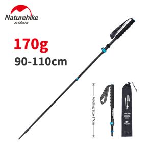 Polos naturehike 190g ultralight walking stick st12 plegable senderismo fibra de carbono fibra 4 section sheinking senderismo palitos