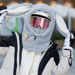 Polres Nuevo juego de casco de esquí Cartoon lindo para el sombrero para niños para adultos cuello de la oreja del conejo lindo