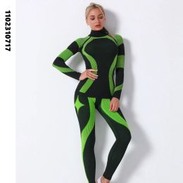 Polen vrouwen thermisch ondergoedpak winter snel droge thermo sportief ondergoed sets vrouwelijke ski fiess gym long johns set sk004