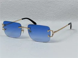 Police Hommes Tide Miroir Cadre Lunettes pour Femmes Vintage Lunettes De Soleil Hommes Conception Sans Cadre Forme Carrée Lunettes UV400 Or Lumière Soleil Moins