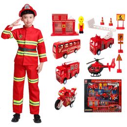 Politieagent Kinderdag Rollenspel Fireman Uniform Kids Sam Verjaardagscadeau Halloween Kostuum Meisje Boy Firefighter Toys Cosplay Q0910