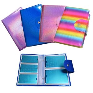 Polijsters 50Slots Laser paars/blauw/roze/regenboog nagellempel Plaat Case Rectange opbergzak Nagel Art Plaat Organizer For6*12/9.5*14,5 cm
