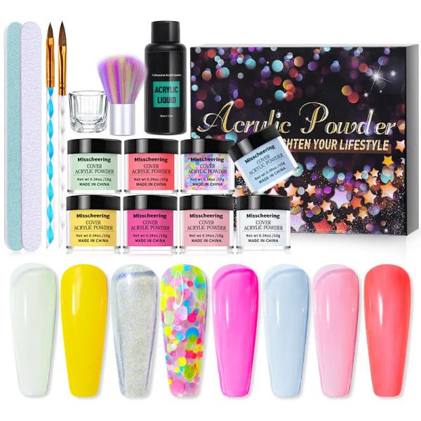 Polijsters ongles acrylique poudre liquide cristal de poudre kit de paillettes