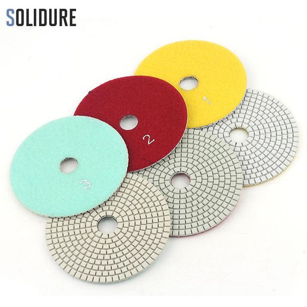 Polijstpads 125mm 5 pulgadas diamante seco o húmedo almohadillas de pulido de 3 pasos herramienta de pulido de granito de diamante Premium molienda de hormigón de mármol