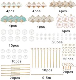 Smalto 1 scatola fai da te 10 paia kit per la creazione di orecchini a ventaglio smalto fiori pendenti in stile cinese vintage pendenti distanziatori allentati perle di perle
