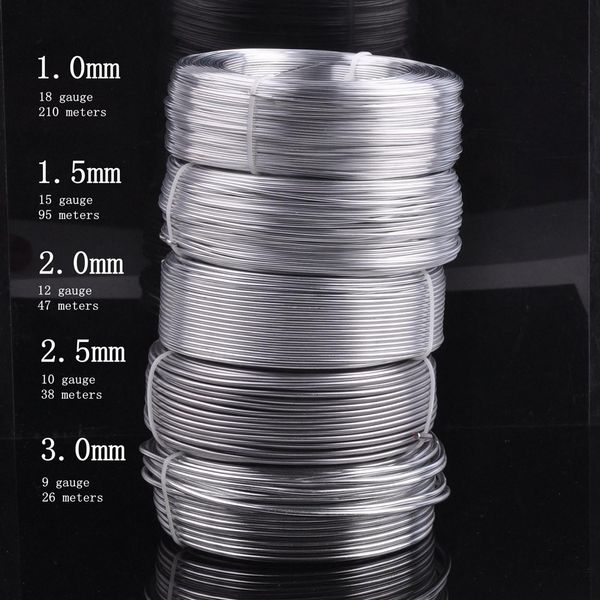 Polaco 1 rollo grande de alambre de aluminio para manualidades de Metal blando para fabricación de joyas DIY 0,8mm 1mm 1,5mm 2mm 2,5mm 3mm