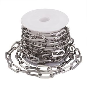 Polonais 1 rouleau de grandes chaînes en acier inoxydable 304, chaînes de câbles allongées non soudées pour bracelet et collier, accessoires de fabrication de bijoux à faire soi-même