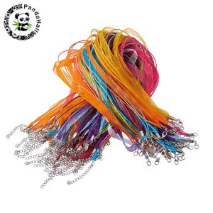 Polish 100 Strengen Gemengde Zijde Organza Lint Ketting Riem Koord Ketting Sieraden Maken Bevindingen DIY Ketting Koord 17