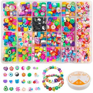 Polonais 10mm mignon Kit de perles en argile polymère pour la fabrication de bijoux à bricoler soi-même Bracelet collier accessoires argile douce sourire perles ensemble cadeau 2022 tendance