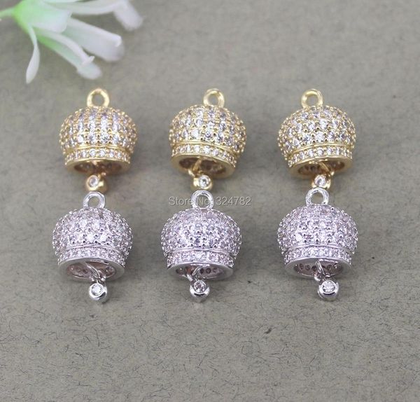 Polonais 10 pièces Micro pavé CZ couronne forme gland pendentif bouchons de perles pour bricolage fabrication de bijoux faits à la main