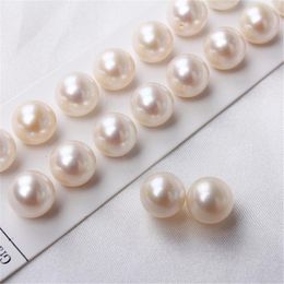 Polonais 2A blanc perle naturelle bijoux Zhuji usine prix de gros 5.5mm 6mm 7mm 8mm perles rondes parfaites en vrac demi-trou