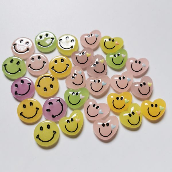 Polaco 500 piezas 1618mm diy resina gelatina corazón redondo sonrisa cara pegatina media cuentas álbum de recortes para mujer niños horquilla accesorios de joyería
