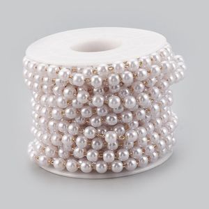 Polonais 5 m/rouleau soudé à la main chaîne en laiton perlé chaîne ABS en plastique Imitation perle fabrication de bijoux collier à faire soi-même accessoires trouver