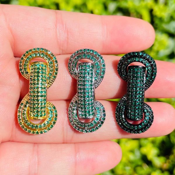 Polaco 5 piezas de circonio verde micro pavé tubo curvado barra espaciadora para mujer pulsera collar fabricación joyería centro accesorios