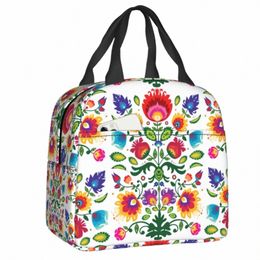 Polonais Folk Floral Lunch Bag pour les femmes Leakproof Pologne Frs Art Cooler Thermique Lunch Box Work Food Sacs de pique-nique y4un #