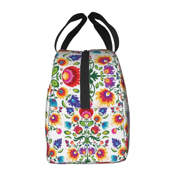 Bolsa de almuerzo floral folklórica polaca para mujeres Polonia a prueba de fugas Arte Coolper Termal aislada Lundeo Trabajo Bolsas de picnic de comida