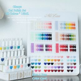 Pools Glenys Nieuwe solid nagellak Macaron 58pcs Love Bottle Mixed Varnish Semi Permanent Nail Art Design Immersion UV Gel Groothandel