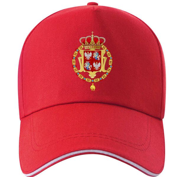 Gorra de béisbol con bandera de la Commonwealth de Polonia y Lituania, número de nombre personalizado gratuito, banderas de Polonia, gorra para el sol con estampado, gorra blanca roja polaca Q0911