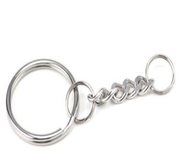 Gepolijste 25 mm sleutelhanger sleutelhanger split ring met korte keten sleutelringen vrouwen mannen diy sleutelhangers accessoires3946791