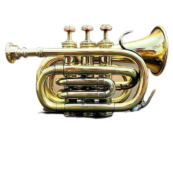 Trompette en laiton poli pour étudiants, trompette musicale de poche, corne de clairon nautique
