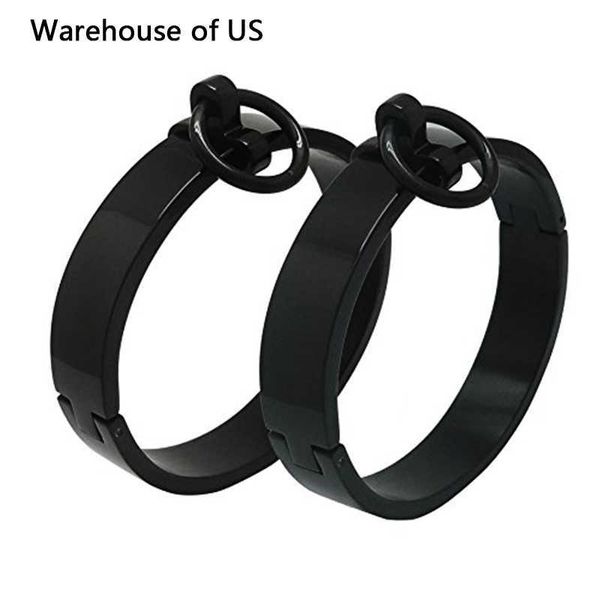 Poignets de poignet en acier inoxydable poli or noir bracelet verrouillable bracelets d'esclave bijoux hommes femmes bracelets de l'entrepôt Q0717