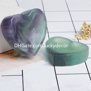 Cendrier en pierre de chakra en fluorite arc-en-ciel naturel poli Reiki Healing Quartz Crystal Rock Gemstone Heart Bowl pour métaphysique, méditation, Wicca, décoration ou cadeau