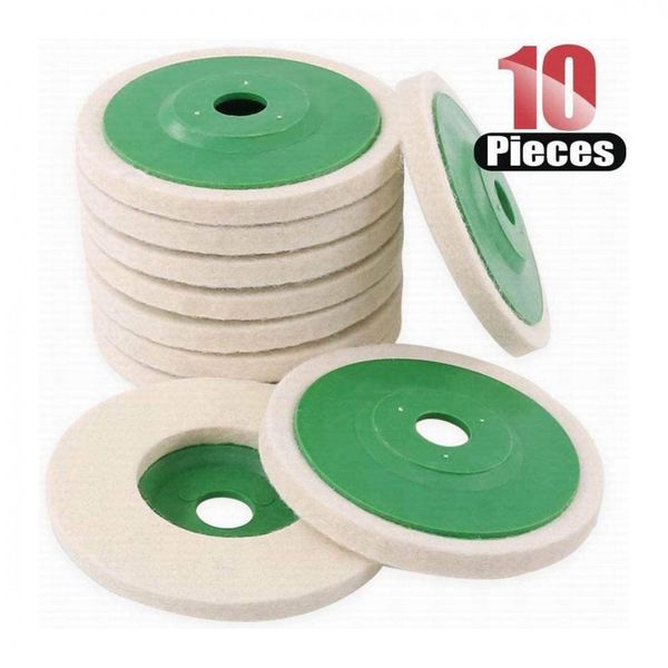 Tampon de roue de polissage 10 pièces, meuleuse d'angle résistante à l'usure, tampon de polissage en laine